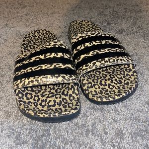 Leopard Adidas slide sandals size 9